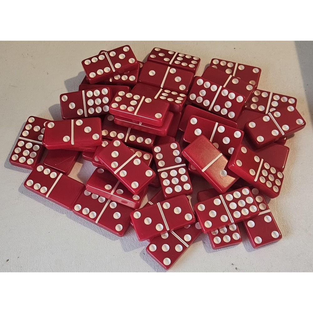 Vintage Red Dominoes 49 Peices